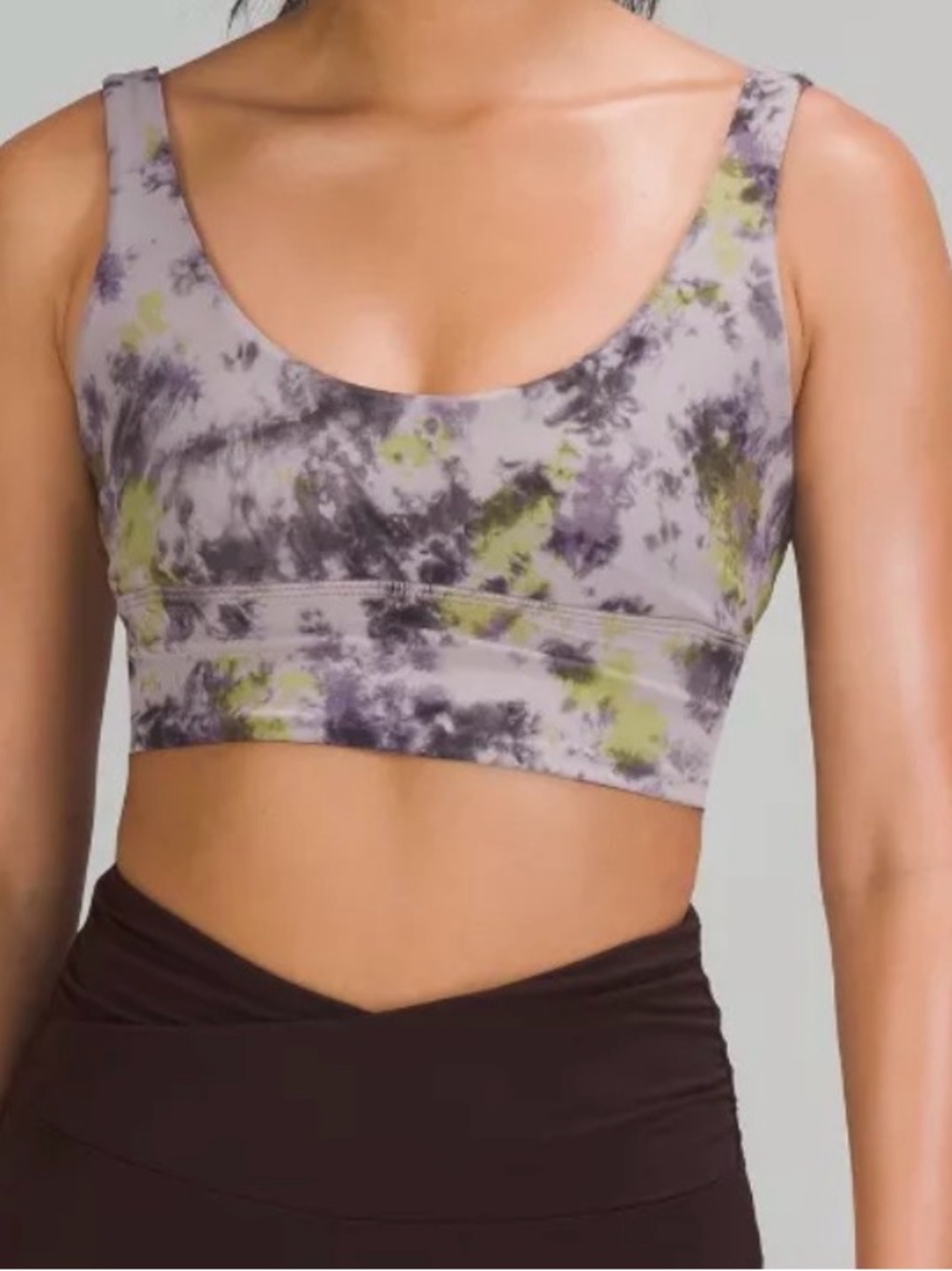 lululemon athletica Tie-Dye Scoop Neck Sports Bra in Gray and Green